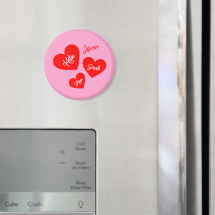 Imã Corações Vermelhos Personalizados - Mãe Rosa