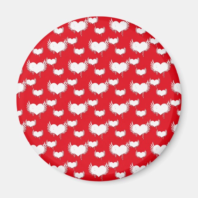 Imã Corações Voadores Padrão de São Valentim Vermelho  (Frente)
