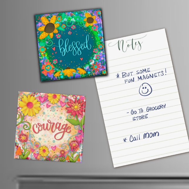 Imã Coragem Rosa bonito Inspirivência Moderna Floral (Criador carregado)