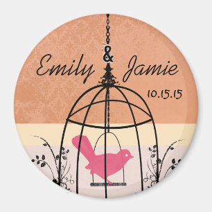 Imã Coral Bird Cage Wedding Magnets ou Personalize