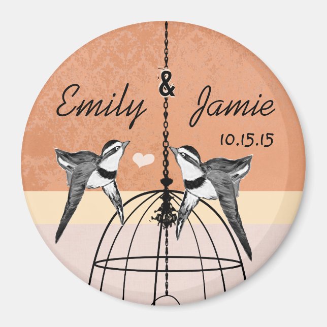 Imã Coral Bird Cage Wedding Magnets ou Personalize (Frente)