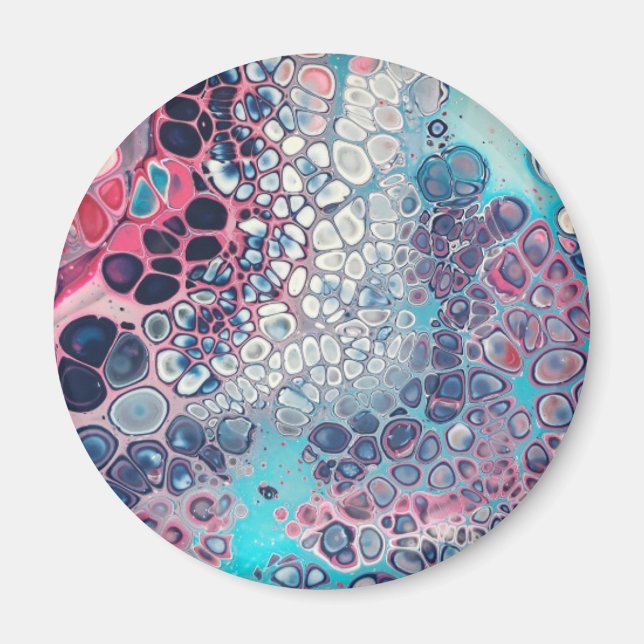 Imã Coral e Aqua Acrílico - Abstrato (Frente)
