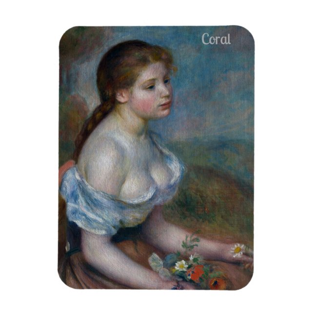 Ímã CORAL~ RENOIR ~ Menina com Visitas ~ (Vertical)