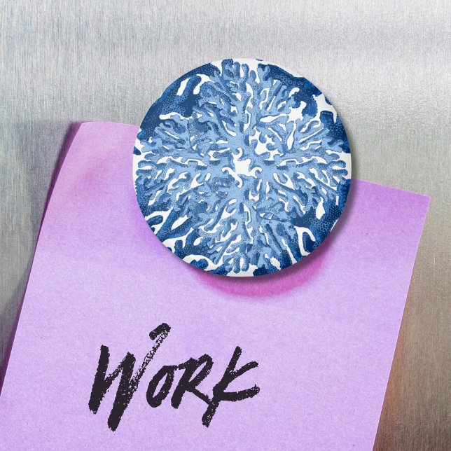 Imã Coral Rococo in Blue Indigo Option 1 Magnet (Criador carregado)