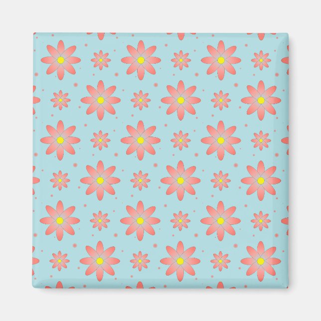 Imã Coral, rosa e pó, flores de margarida delicadas, a (Frente)