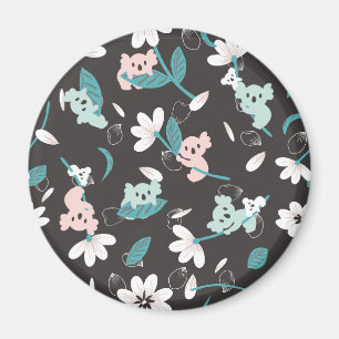 Imã Corante Koala Pattern Cute Animal e Floral