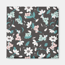 Imã Corante Koala Pattern Cute Animal e Floral