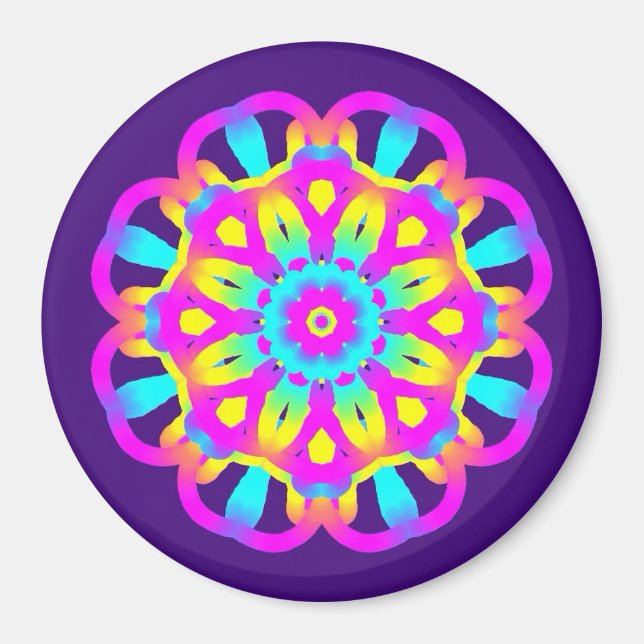 Imã Corante roxo, rosa e amarelo (Frente)
