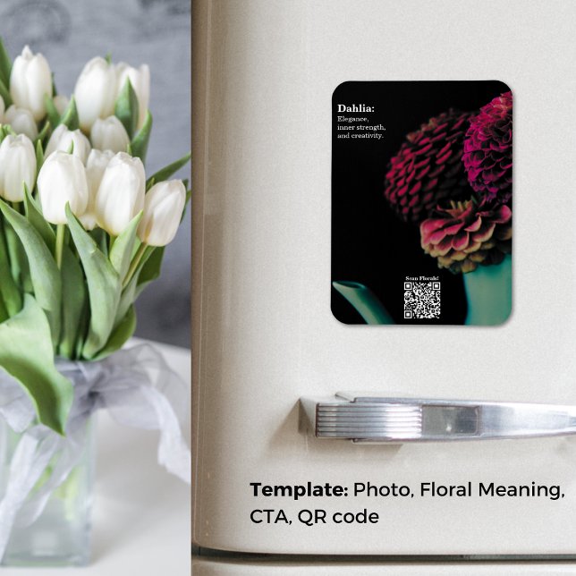 Ímã Cordilheira Educacional do Buquê Violet Dahlia (Violet Dahlia Bouquet Educational Fridge Magnet)