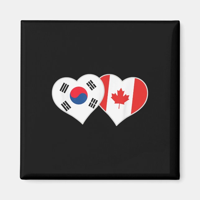 Imã Coreano canadense Flag Heart Coreia do Sul Canadá (Frente)