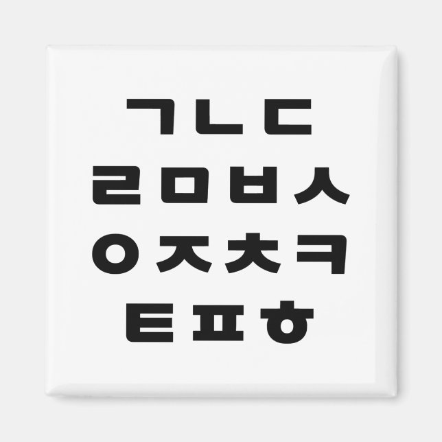 Imã Coreano | Hangul, Alfabeto (Frente)