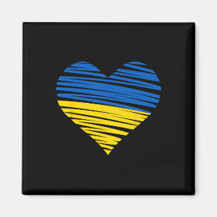 Imã Cores da Bandeira do Coração Ucraniano Azul Amarel