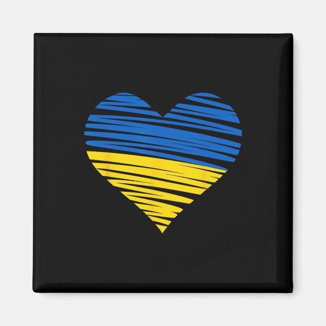 Imã Cores da Bandeira do Coração Ucraniano Azul Amarel (Frente)