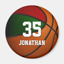 Imã cores da equipe de basquetebol verde-vermelha