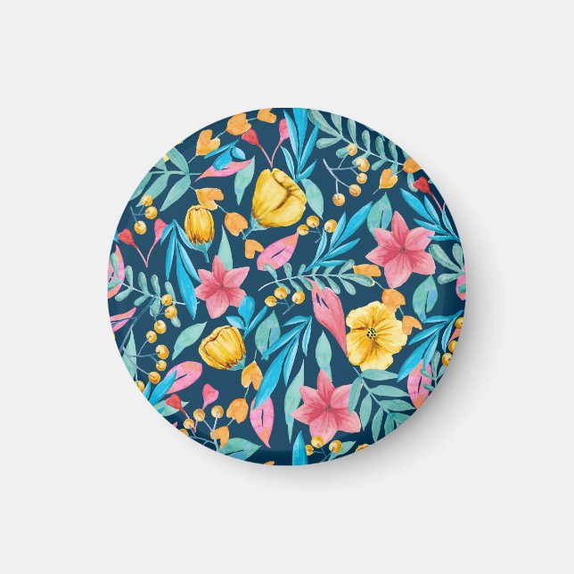 Imã Cores de água botânica: flores, folhas, ornamento. (Frente)