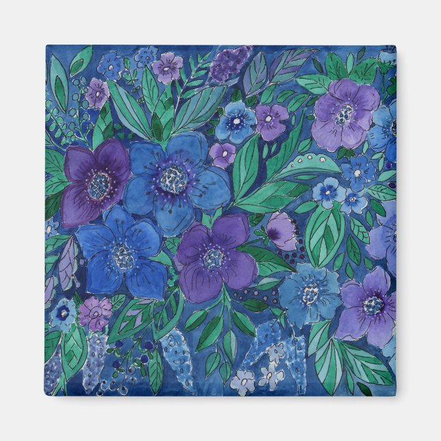 Imã Cores de água, jardim de flores (Frente)