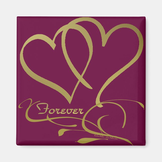 Imã Cores de fundo editáveis Forever Hearts Gold (Frente)