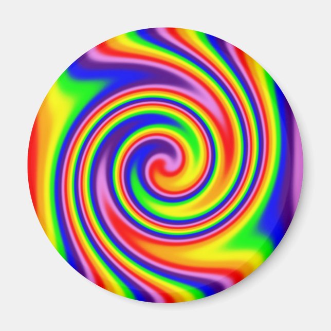 Imã Cores do Arco-íris Retro Hippie Foco Suave Espiral (Frente)