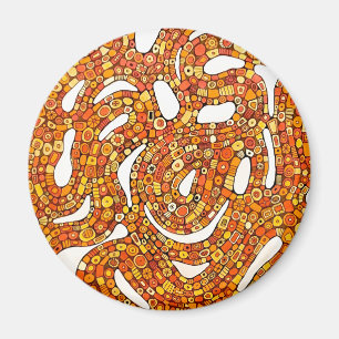 Imã Cores dos Anos 70 Vermelho Laranja Amarelo Design
