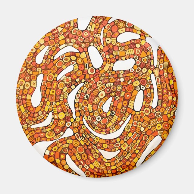 Imã Cores dos Anos 70 Vermelho Laranja Amarelo Design  (Frente)