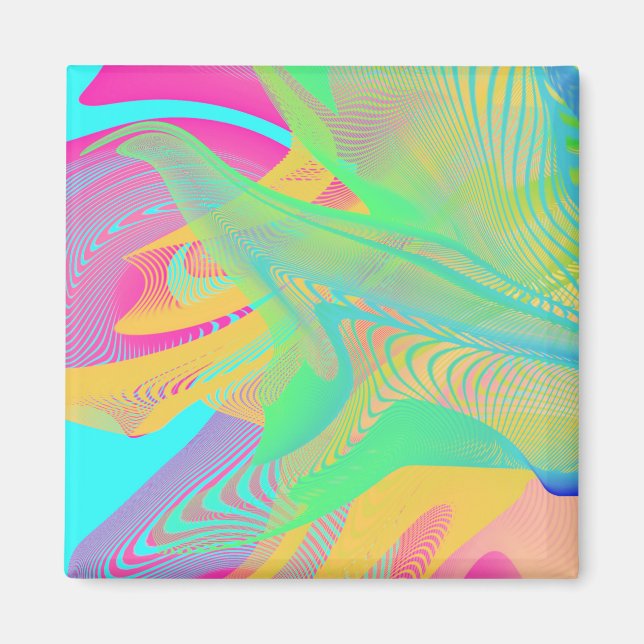 Imã CORES FLUO - Arte Fractal - (Frente)