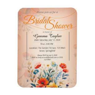 Ímã Cores laranja e pastel com desenho de flores