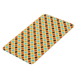 Ímã Cores Retro Vermelho Amarelo Azul Xadrez Diamante