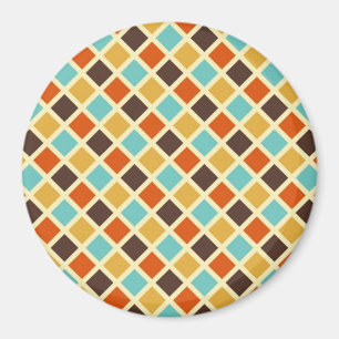 Imã Cores Retro Vermelho Amarelo Azul Xadrez Diamante