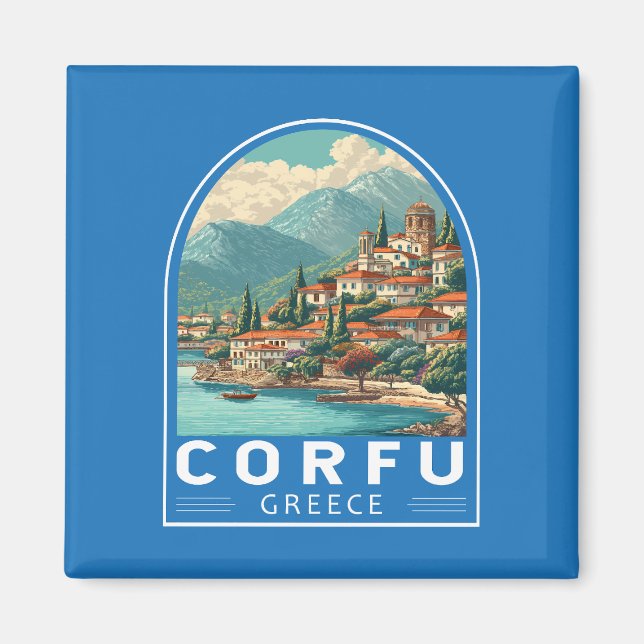 Imã Corfu Grécia Emblema de Viagem Arte (Frente)