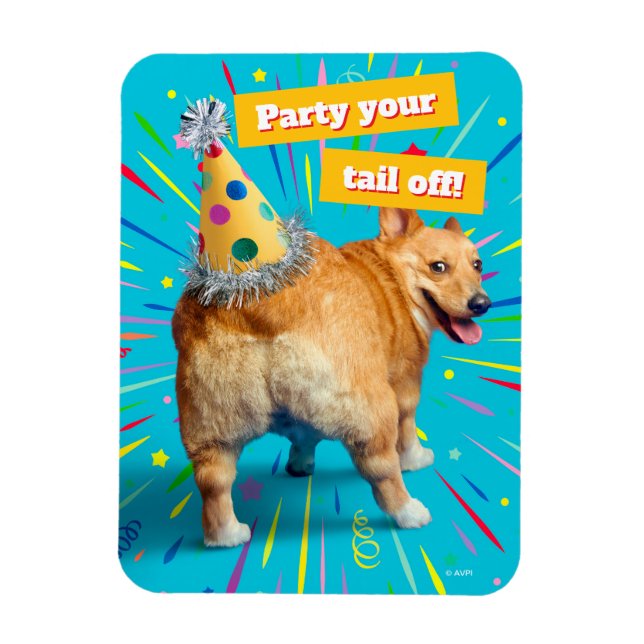Ímã Corgi Butt Birthday Hat (Vertical)