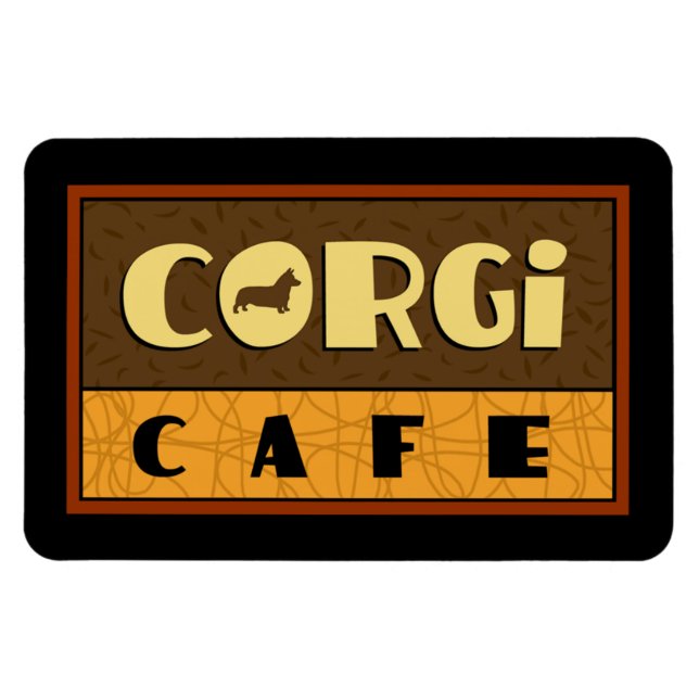 Ímã Corgi Cafe (Horizontal)