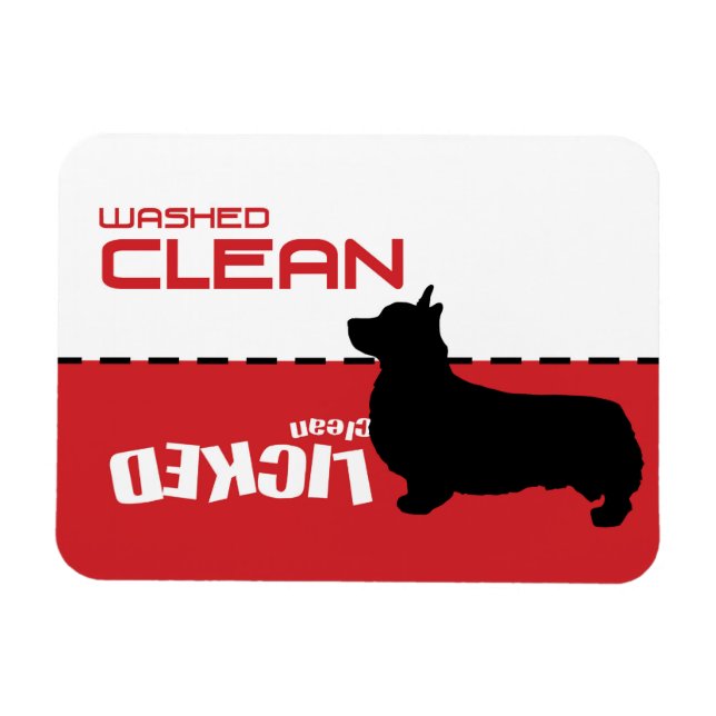 Ímã Corgi Dog, Puppy Dishwasher Magnet - Limpo Licitad (Horizontal)