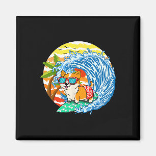 Imã Corgi Engraçado Cachorro Surfando Surfista Havaí P