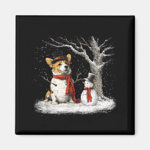 Imã Corgi Engraçado no Natal de Inverno da Árvore na N