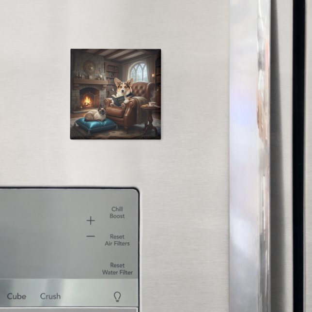 Imã Corgi lê para gato (In Situ (Fridge))