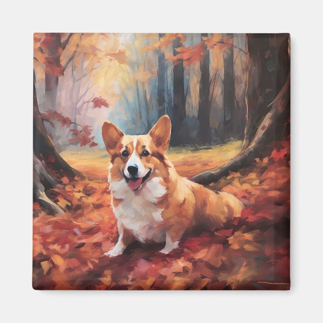 Imã Corgi no Outono Folhas Caídas Inspiram (Frente)