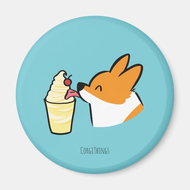 Imã Corgi Pineapple Dole Whip Magnet (Frente)