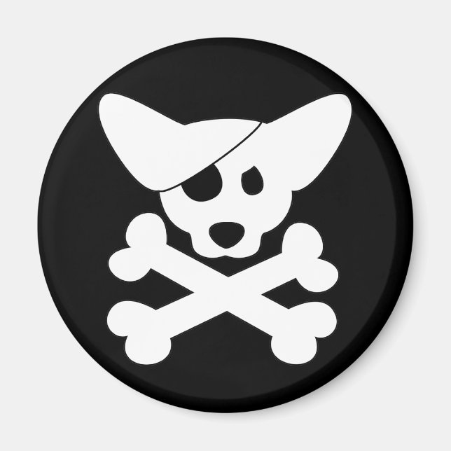 Imã Corgi Skull & Crossbones Magnet (Frente)