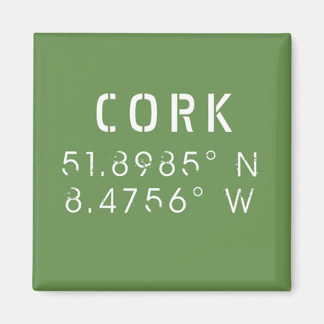 Imã Cork Ireland Longitude Latitude (Frente)