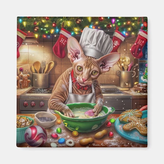 Imã Cornish Rex Holiday Baking: Natal Festivo (Frente)