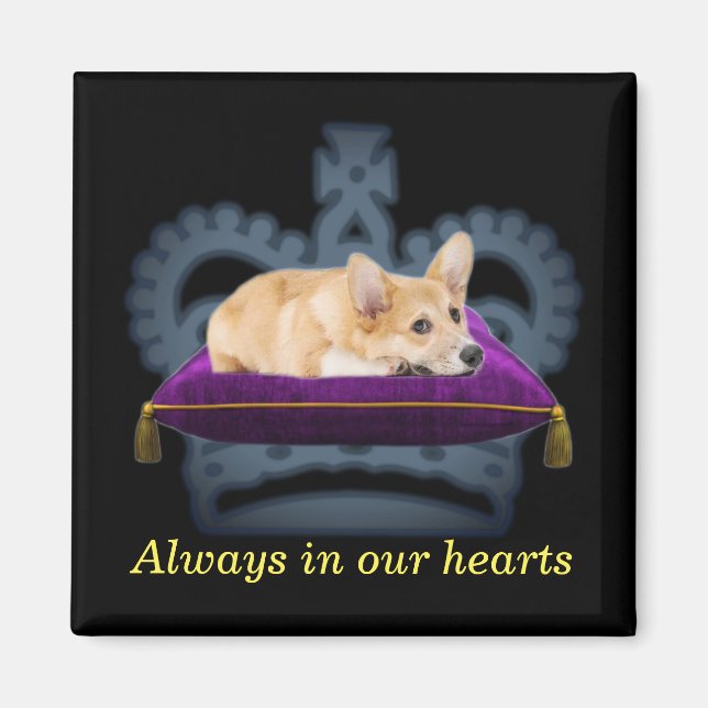 Imã Coroa de almofada Rainha Corgi personalizável (Frente)