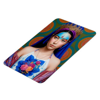 Ímã Coroa de bronze com vestido floral