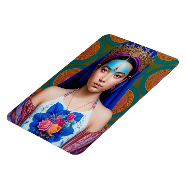 Ímã Coroa de bronze com vestido floral (Left Side)