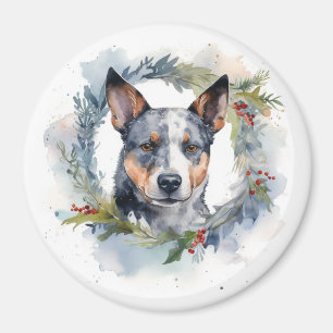 Imã Coroa de Natal Blue Heeler Festiva Pupila
