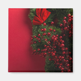 Imã coroa de natal com bagas vermelhas