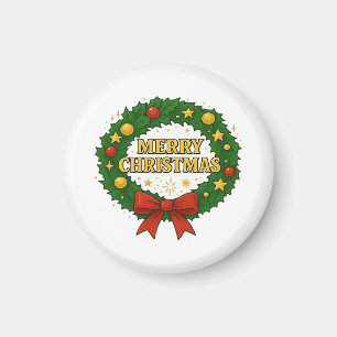 Imã Coroa de Natal Dourada – Vermelho Verde Dourado Fe