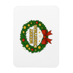 Ímã Coroa de Natal Dourada – Vermelho Verde Dourado Fe