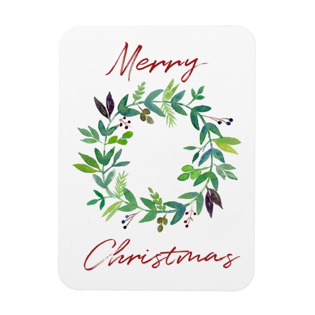 Ímã Coroa de Natal em Aquarela (Vertical)