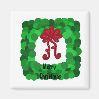Imã Coroa de Natal Verde Quadrada Elegante