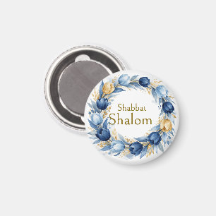 Imã Coroa de Ouro Azul, Shabbat Shalom Aquarela Glam